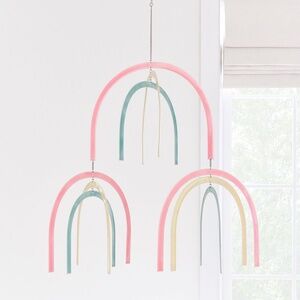 NIB Pottery Barn Kids Enamel and Metal Rainbow Mobile